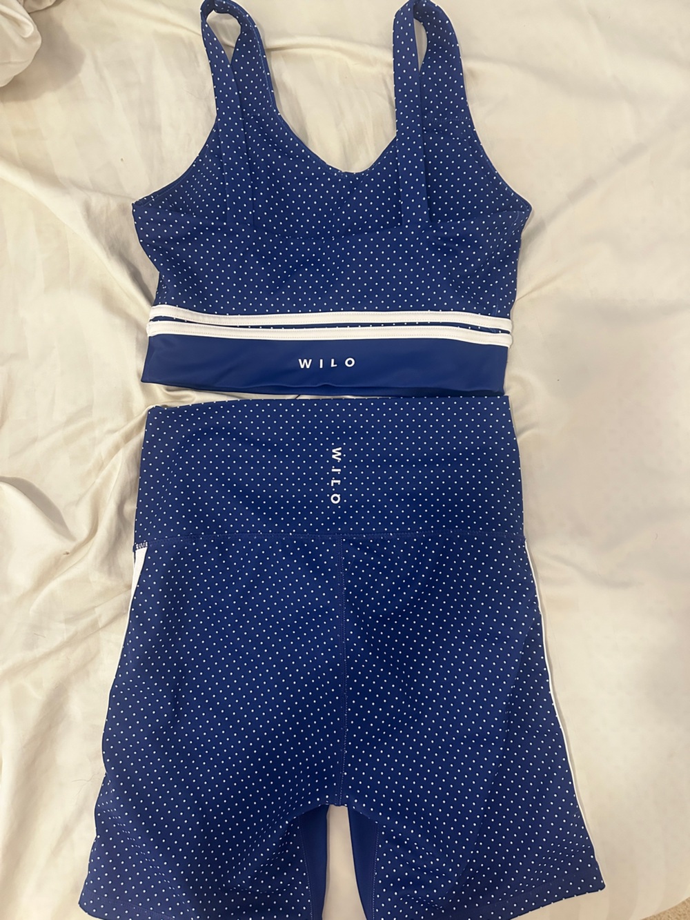 Wilo The Label Blue Polka Dot Workout Set - Picture 5 of 7
